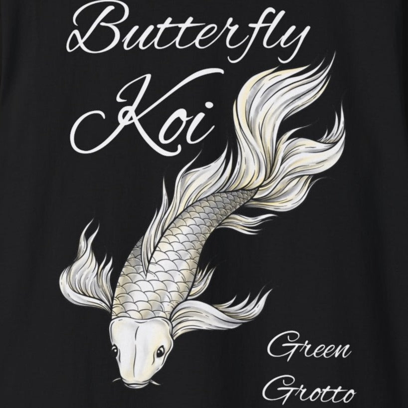 Butterfly Koi Fish Premium Art Unisex Tee, Koi Collection, Pond-Inspired Design, Stylish Fish Enthusiast Apparel, Nature - Green Grotto